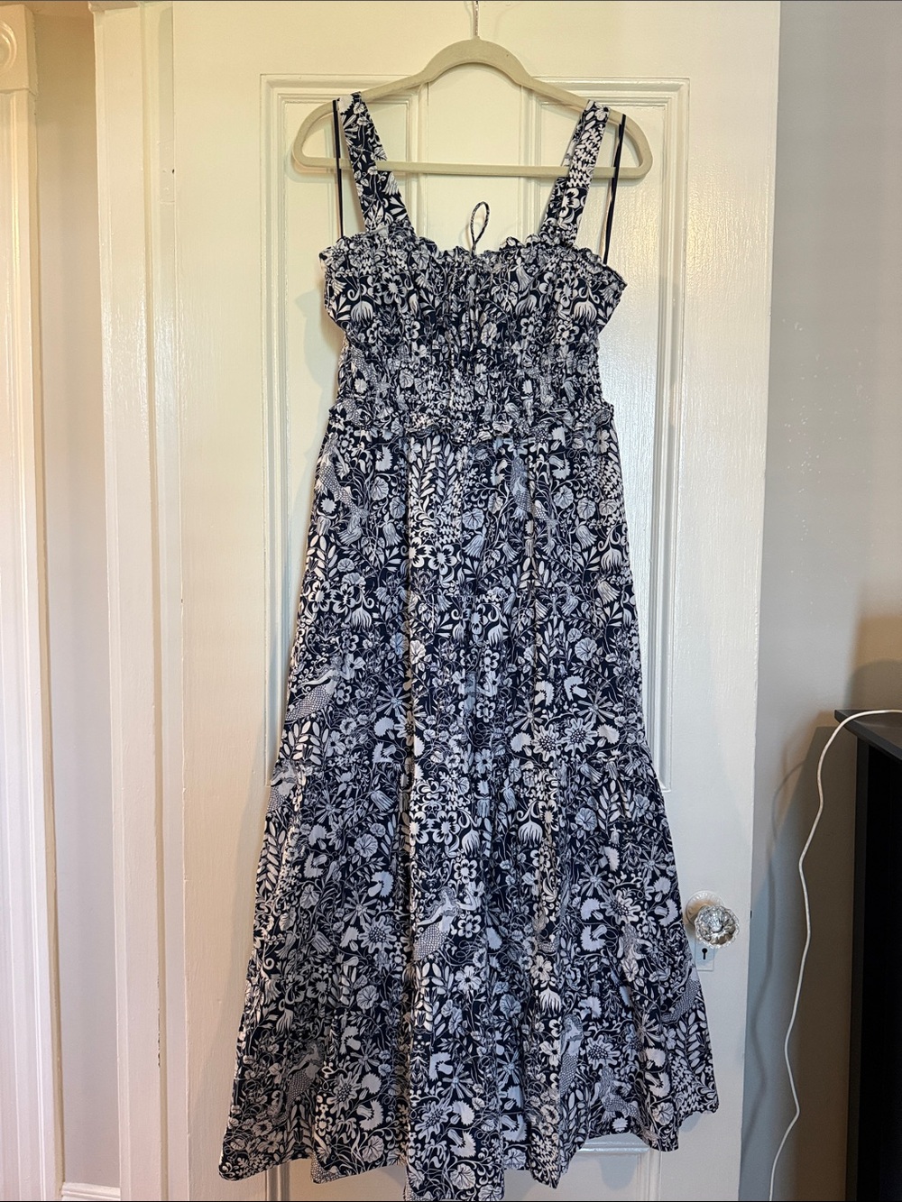 JCrew Sevilla Mermaid Medium Navy & White Floral Maxi Midi Dress